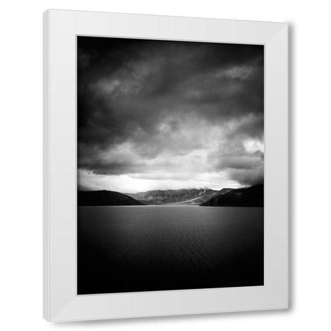 Stormful White Modern Wood Framed Art Print by Design Fabrikken