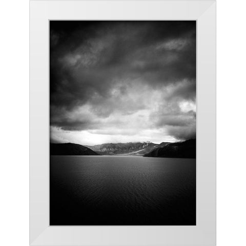 Stormful White Modern Wood Framed Art Print by Design Fabrikken