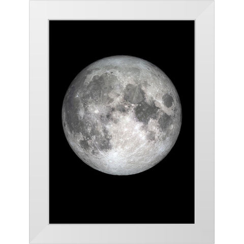 The Moon White Modern Wood Framed Art Print by Design Fabrikken