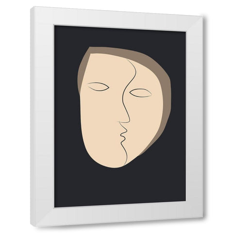 Face It 1 White Modern Wood Framed Art Print by Design Fabrikken