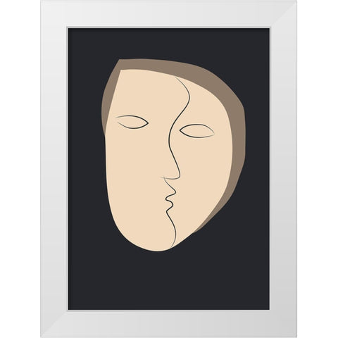 Face It 1 White Modern Wood Framed Art Print by Design Fabrikken