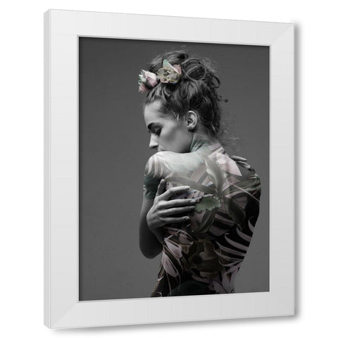 Jungle Fashion 1 White Modern Wood Framed Art Print by Design Fabrikken