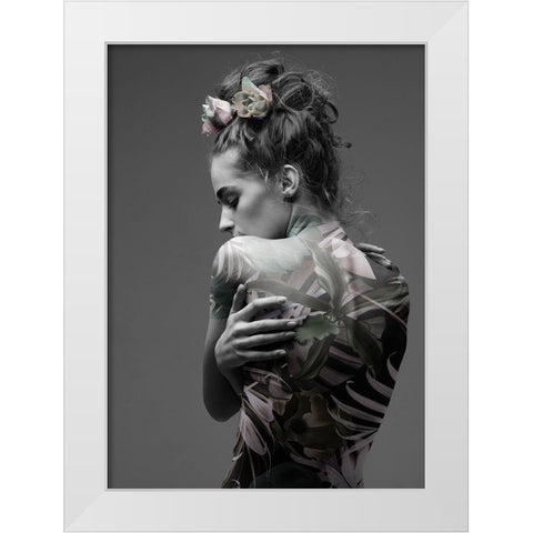 Jungle Fashion 1 White Modern Wood Framed Art Print by Design Fabrikken