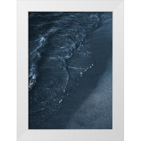 Blue Beach White Modern Wood Framed Art Print by Design Fabrikken