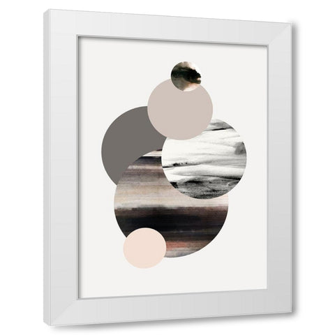 Circles 1 White Modern Wood Framed Art Print by Design Fabrikken