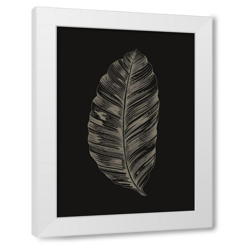 Black Leaf White Modern Wood Framed Art Print by Design Fabrikken
