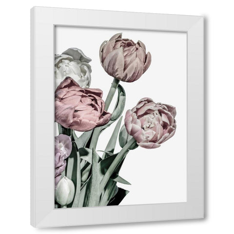 Tulips Bright White Modern Wood Framed Art Print by Design Fabrikken