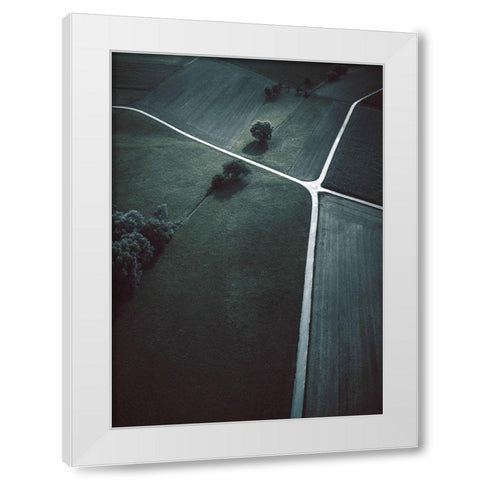 Crossroads White Modern Wood Framed Art Print by Design Fabrikken