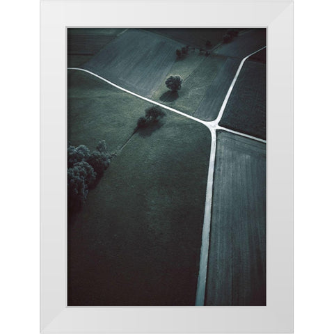 Crossroads White Modern Wood Framed Art Print by Design Fabrikken