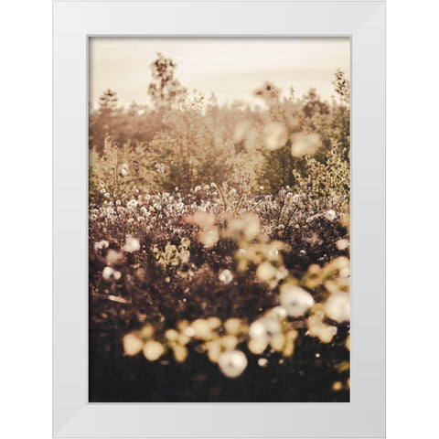 Golden Field White Modern Wood Framed Art Print by Design Fabrikken