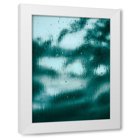 Blue Motion White Modern Wood Framed Art Print by Design Fabrikken