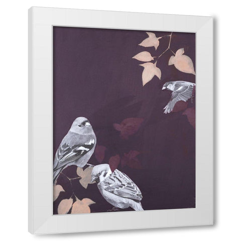 Bird 1 White Modern Wood Framed Art Print by Design Fabrikken