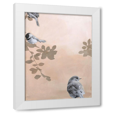 Bird 2 White Modern Wood Framed Art Print by Design Fabrikken
