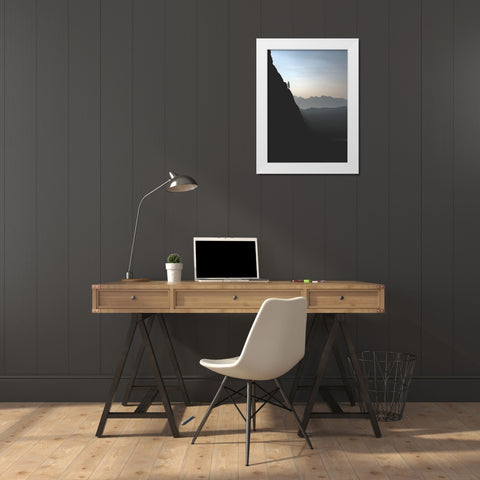 Bishop 4 White Modern Wood Framed Art Print by Design Fabrikken