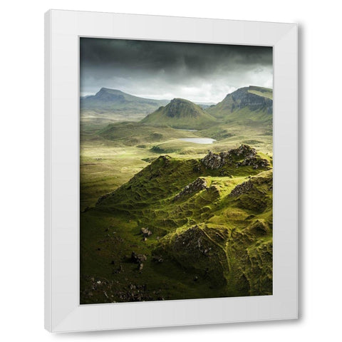 Bishop 7 White Modern Wood Framed Art Print by Design Fabrikken