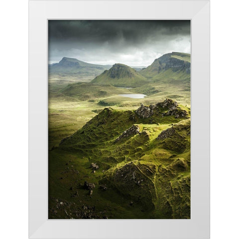 Bishop 7 White Modern Wood Framed Art Print by Design Fabrikken