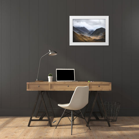 Bishop 9 White Modern Wood Framed Art Print by Design Fabrikken