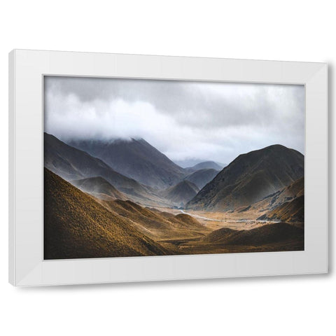 Bishop 9 White Modern Wood Framed Art Print by Design Fabrikken