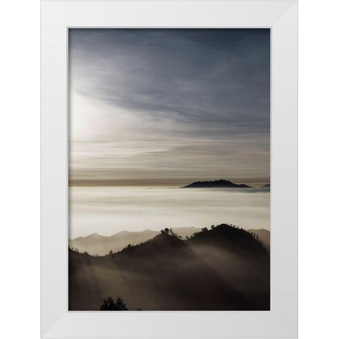 Bishop 14 White Modern Wood Framed Art Print by Design Fabrikken