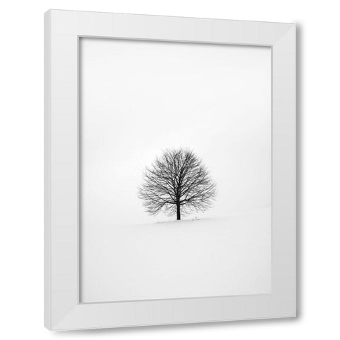 Solitary 1 White Modern Wood Framed Art Print by Design Fabrikken