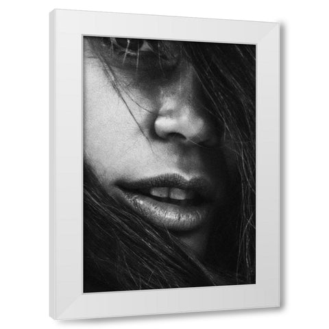 Face 4 White Modern Wood Framed Art Print by Design Fabrikken