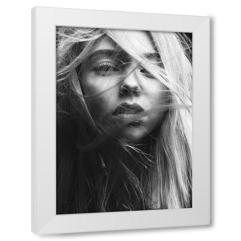 Face 3 White Modern Wood Framed Art Print by Design Fabrikken
