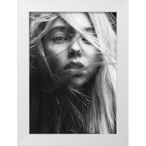 Face 3 White Modern Wood Framed Art Print by Design Fabrikken