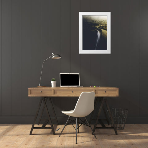 Road to Darkness White Modern Wood Framed Art Print by Design Fabrikken