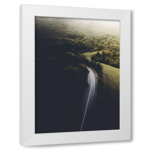 Road to Darkness White Modern Wood Framed Art Print by Design Fabrikken