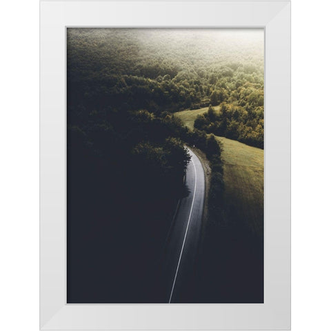 Road to Darkness White Modern Wood Framed Art Print by Design Fabrikken