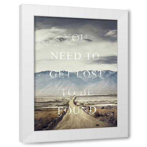 Get Lost White Modern Wood Framed Art Print by Design Fabrikken