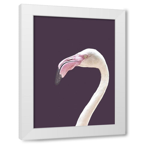 The Flamingo White Modern Wood Framed Art Print by Design Fabrikken
