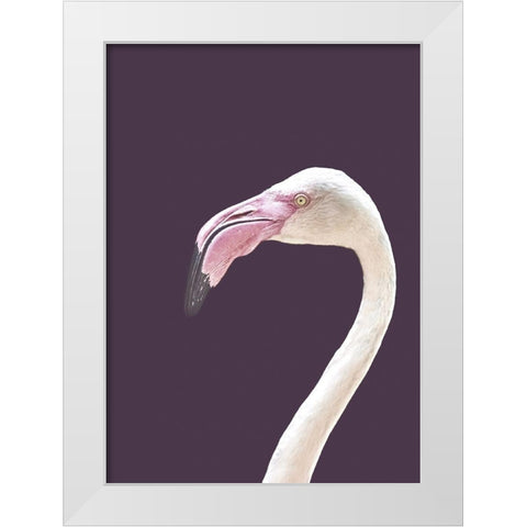 The Flamingo White Modern Wood Framed Art Print by Design Fabrikken