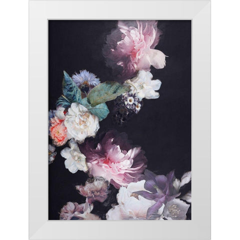 Purple Blossom 1 White Modern Wood Framed Art Print by Design Fabrikken