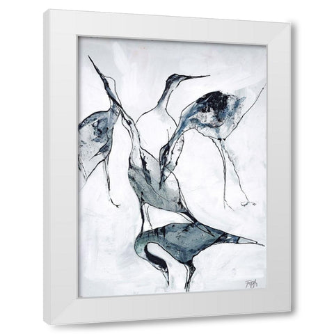 Crane 1 White Modern Wood Framed Art Print by Design Fabrikken