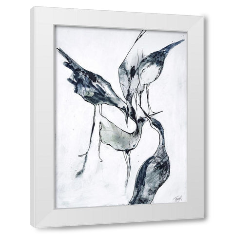 Crane 2 White Modern Wood Framed Art Print by Design Fabrikken