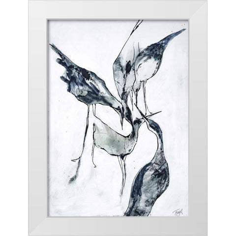 Crane 2 White Modern Wood Framed Art Print by Design Fabrikken