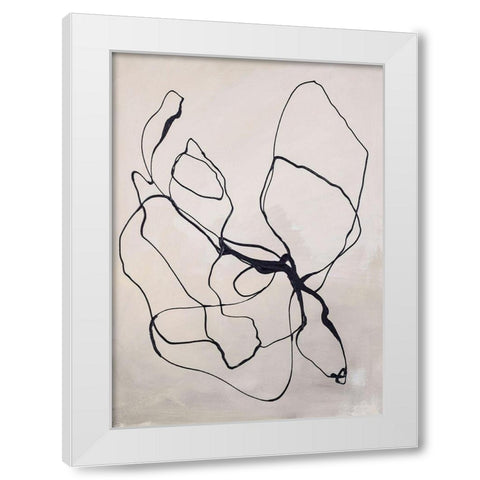 Fine Line 4 White Modern Wood Framed Art Print by Design Fabrikken