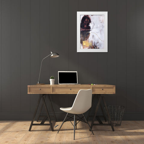 Yellow Era 1 White Modern Wood Framed Art Print by Design Fabrikken