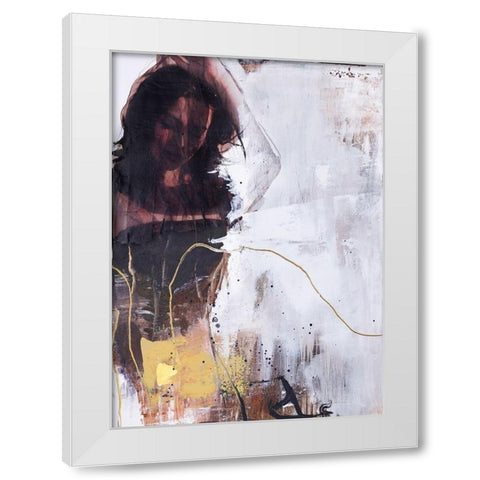 Yellow Era 1 White Modern Wood Framed Art Print by Design Fabrikken