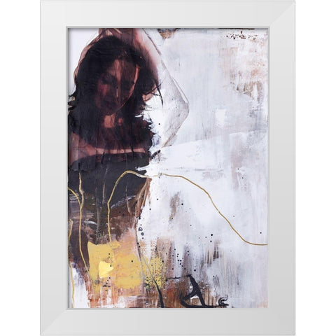Yellow Era 1 White Modern Wood Framed Art Print by Design Fabrikken
