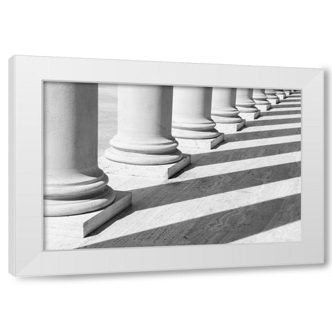 Pillars 1 White Modern Wood Framed Art Print by Design Fabrikken