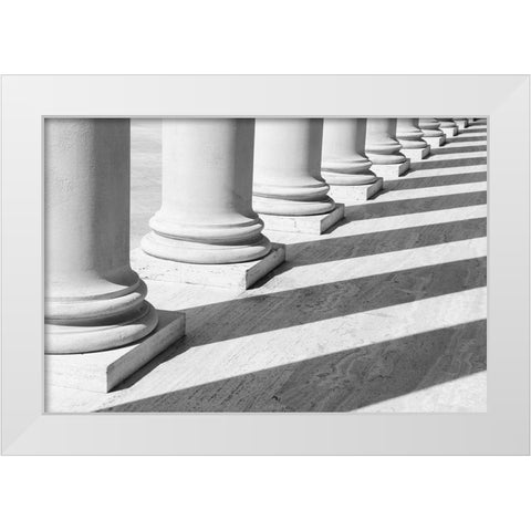 Pillars 1 White Modern Wood Framed Art Print by Design Fabrikken