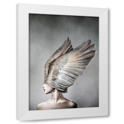 Thea White Modern Wood Framed Art Print by Design Fabrikken