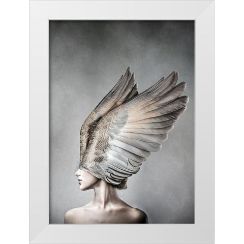 Thea White Modern Wood Framed Art Print by Design Fabrikken