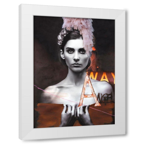 Angel White Modern Wood Framed Art Print by Design Fabrikken