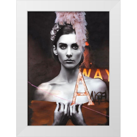 Angel White Modern Wood Framed Art Print by Design Fabrikken