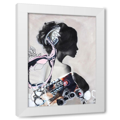 Pink Fluence 1 White Modern Wood Framed Art Print by Design Fabrikken