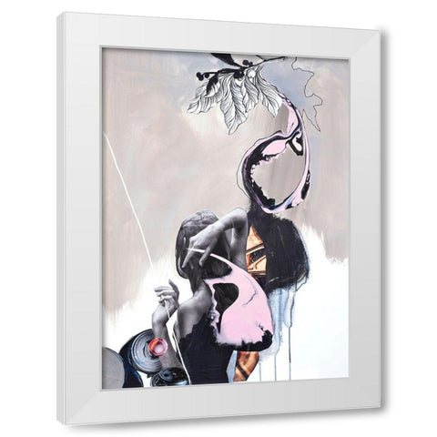 Pink Fluence 2 White Modern Wood Framed Art Print by Design Fabrikken