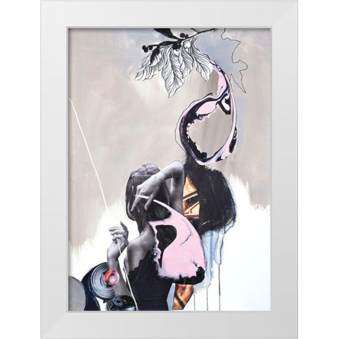 Pink Fluence 2 White Modern Wood Framed Art Print by Design Fabrikken